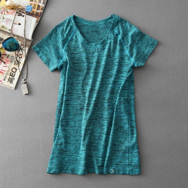 VEAMORS Women Quick Dry Sports Yoga Shirt, Short Sleeve Breathable Exercises Yoga Tops, Gym Running Fitness T-Shirts Sportswear