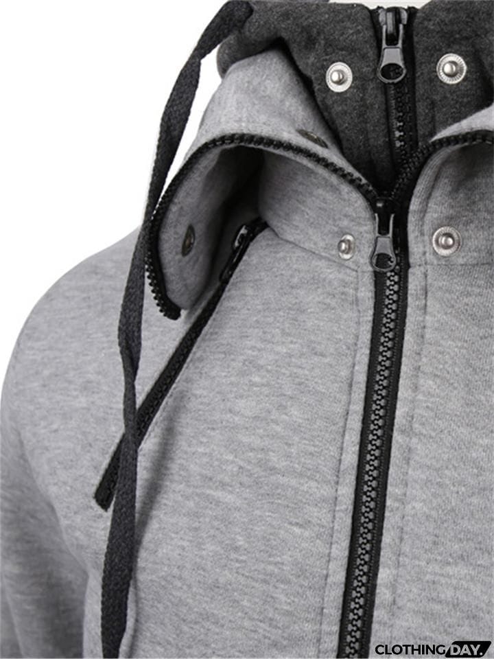 Ultra Warm Front Zip Up Collar Pocket Hooded Sweatshirt