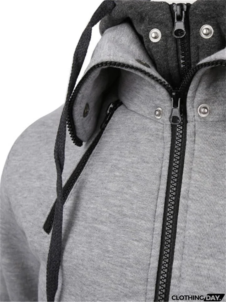 Ultra Warm Front Zip Up Collar Pocket Hooded Sweatshirt