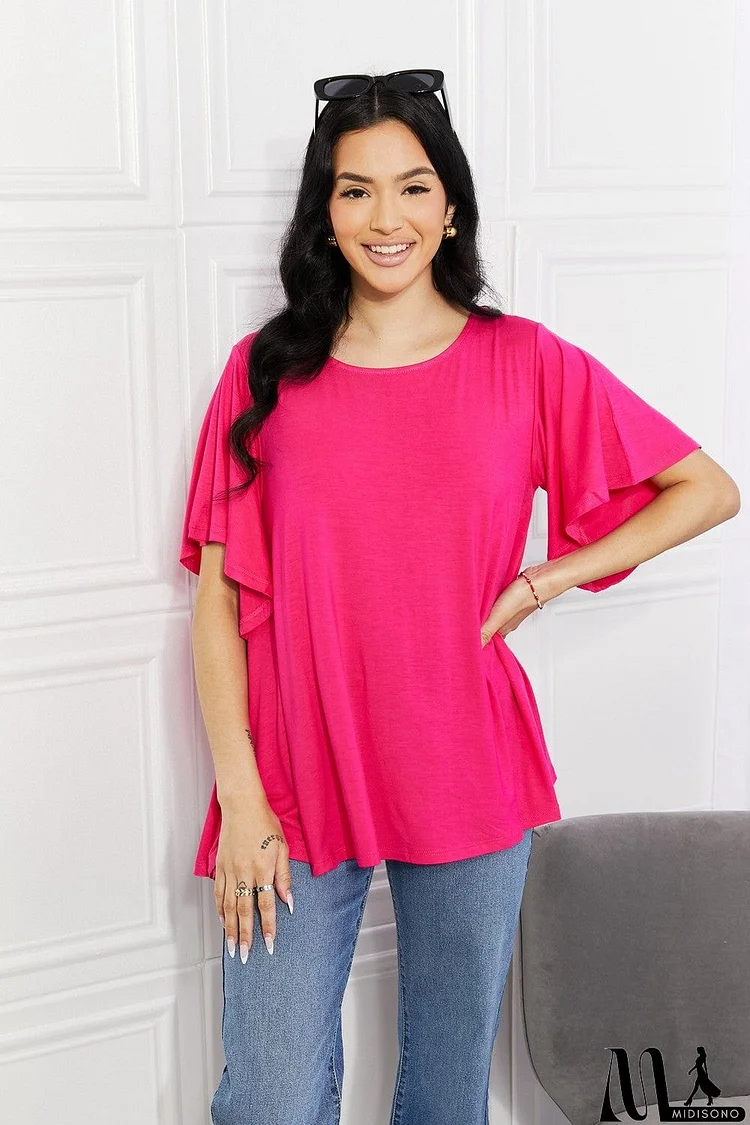 Yelete Full Size More Than Words Flutter Sleeve Top