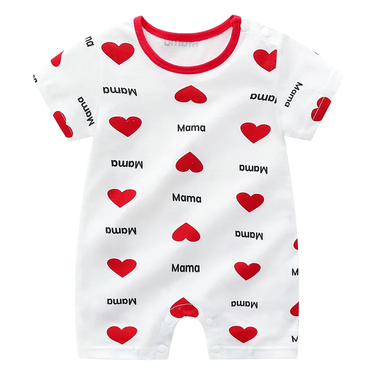 Baby MOM & HEART Crew Neck Short Sleeve Romper