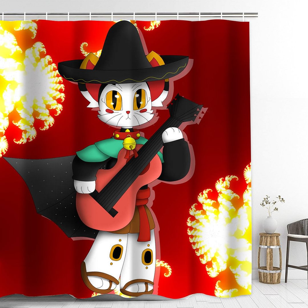 Roblox Lucky Gatito Shower Curtain with Hooks Thicken Waterproof Bathroom Decoration