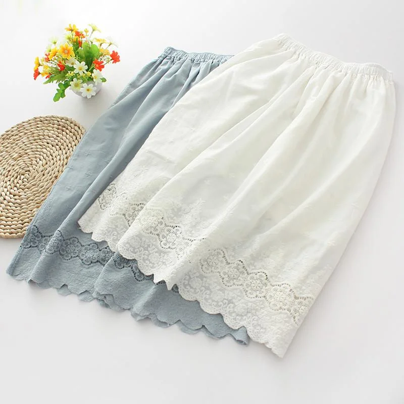 White/Blue Fresh Lace Hallow Out Skirt SP1710168