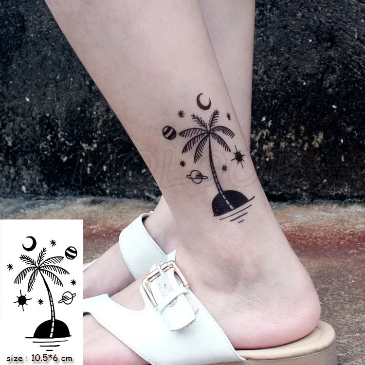 Tattoo Sticker Body Art Black White Drawing Little Element Planet Sun Moon Star Water Transfer Temporary Fake Tatto Flash Tatoo
