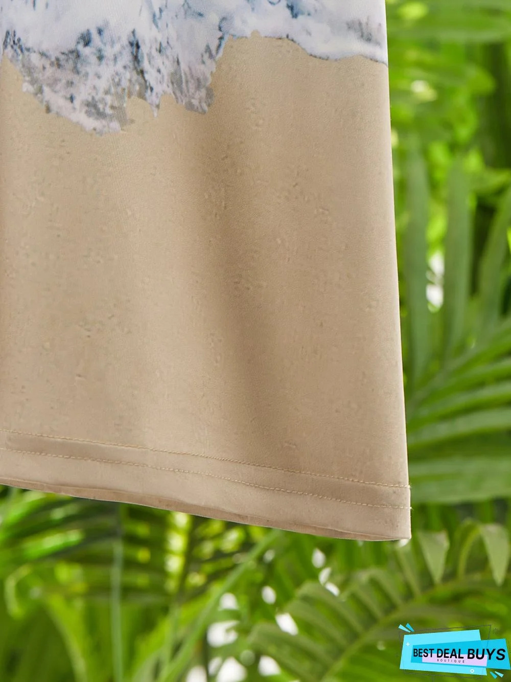 Sea Gradient Painted V-Neck Short Sleeve Casual Dress