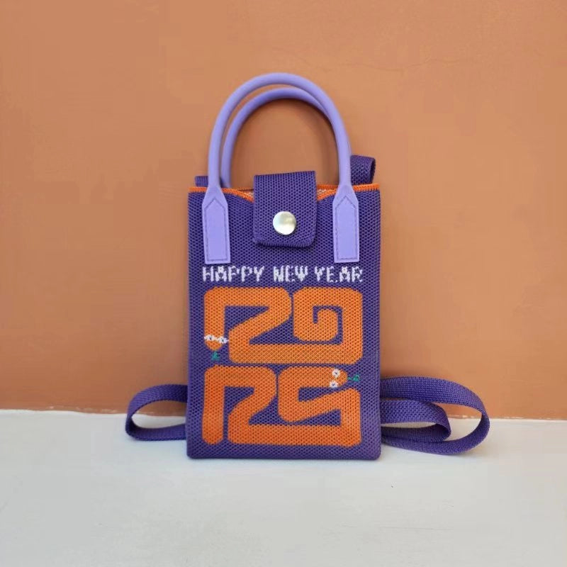 Women’s Polyester Cartoon Cute Square Hidden Buckle Shoulder Bag Handbag Crossbody Bag