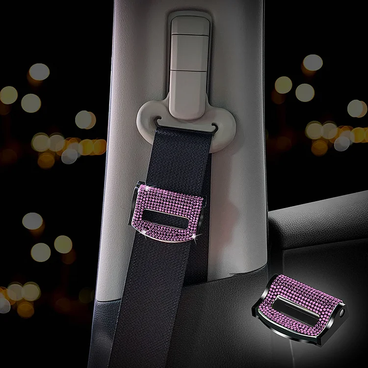 2Pcs Universal Rhinestone Decor Bling Car Safety Seat Belt Buckle Clip 