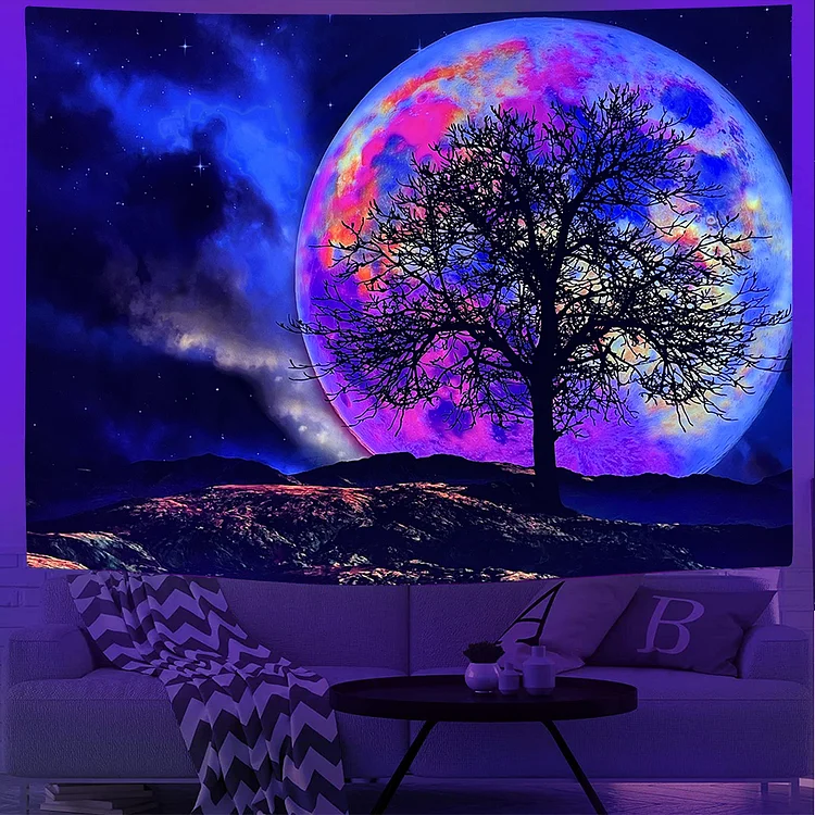 Night Sky Fluorescent Tapestry Wall Home Hanging Carpet for Bedroom Living Room