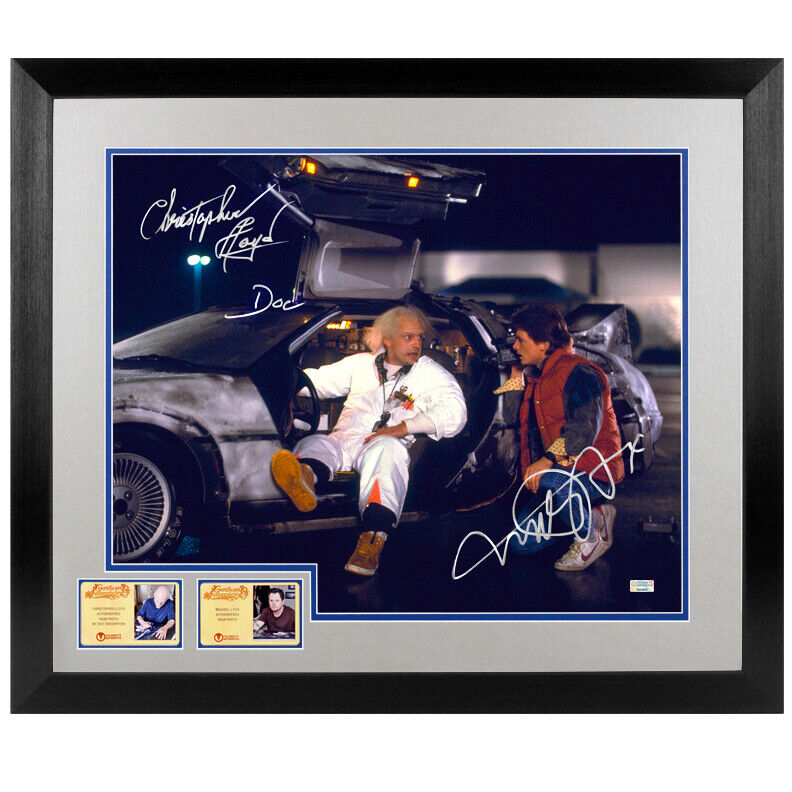 Michael J. Fox Christopher Lloyd Autographed Back to Future 16x20 Framed Photo Poster painting