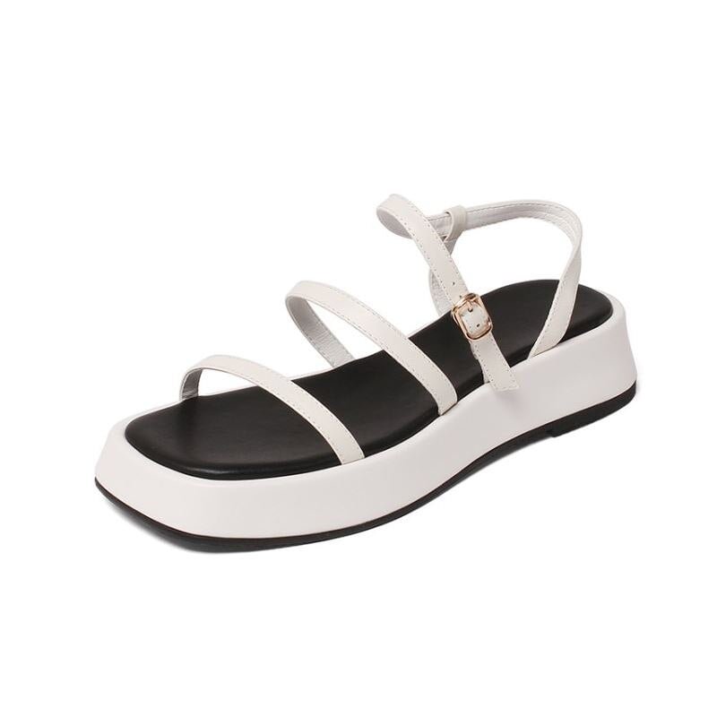 RizaBina Size 34-40 Women Real Leather Sandals Shoes Platform Buckle Strap Casual Fashion Outdoor Daily Summer Ladies Footwear