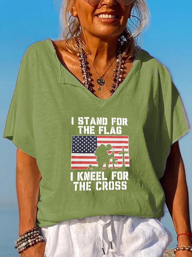American Independence Day V Neck T-shirt-02146