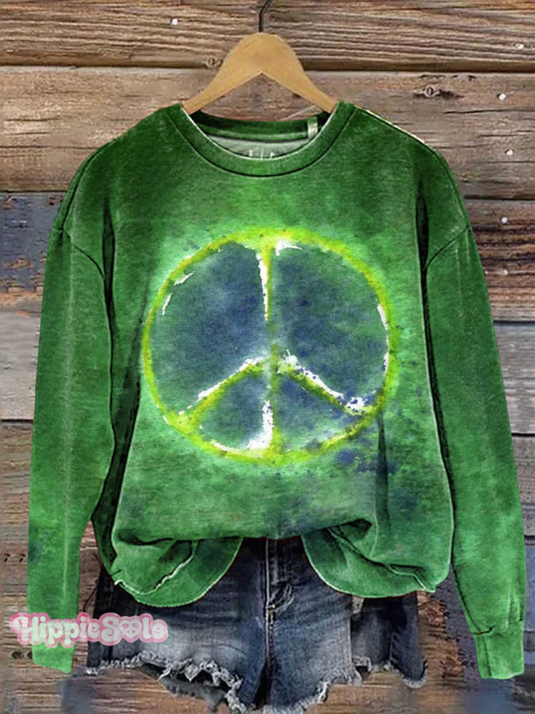 Retro Hippie Peace Sign Love And Casual Sweatshirt Multicolor / S