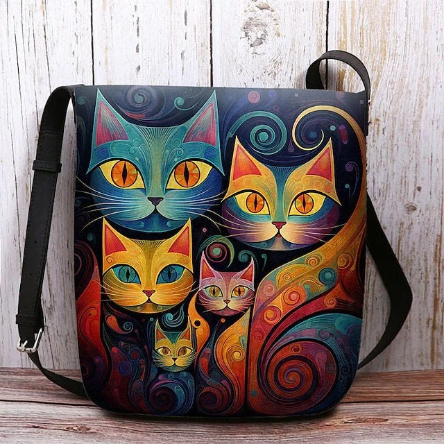 Style & Comfort for Mature Women Women's Cat Print Crossbody Bags Shoulder Bags