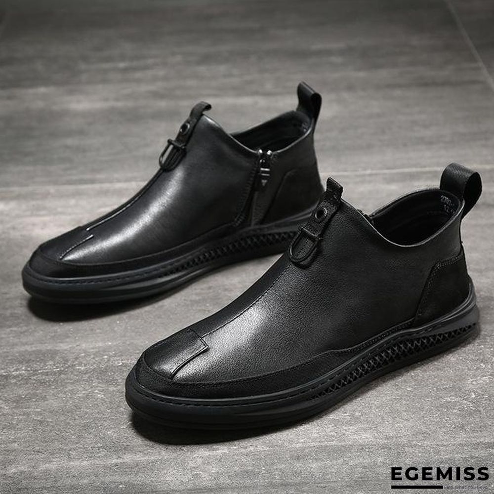 Men Genuine Leather Chelsea Boots Fashion Male Shoes Cow Leather Man Ankle Boots | EGEMISS