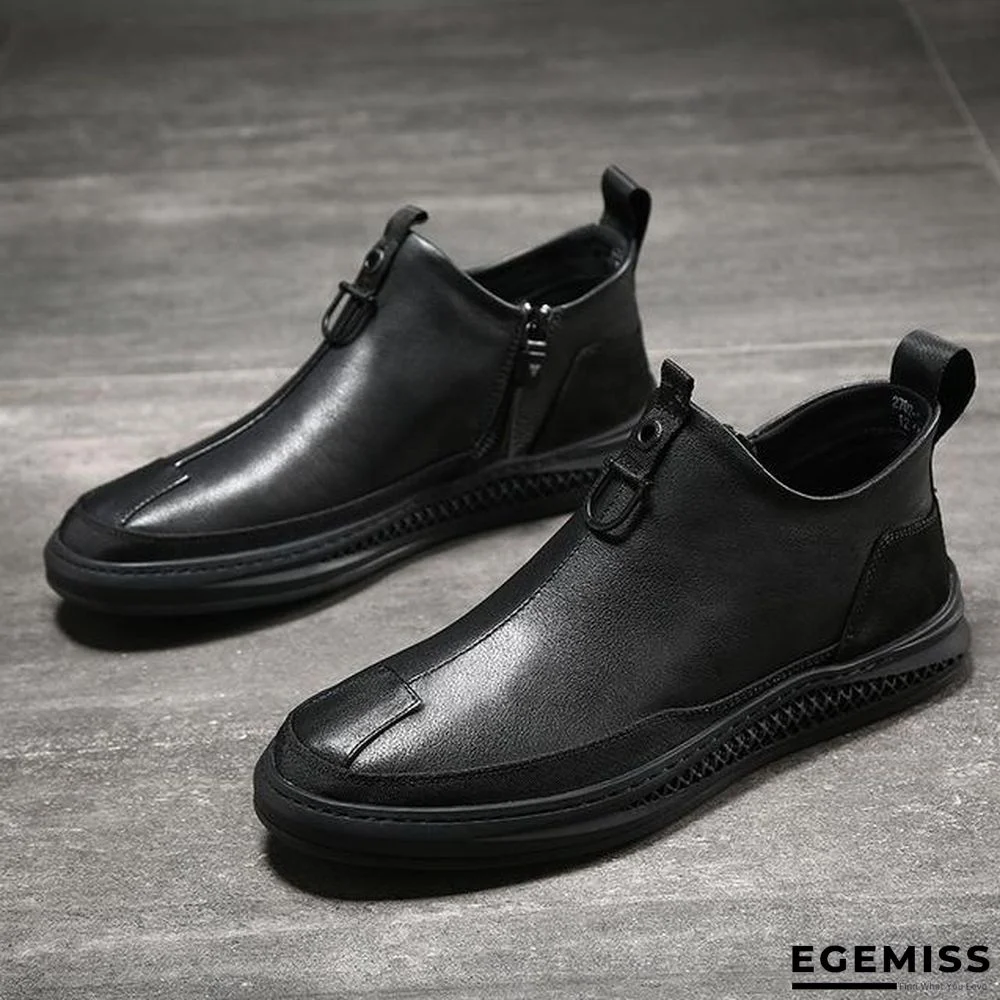 Men Genuine Leather Chelsea Boots Fashion Male Shoes Cow Leather Man Ankle Boots | EGEMISS