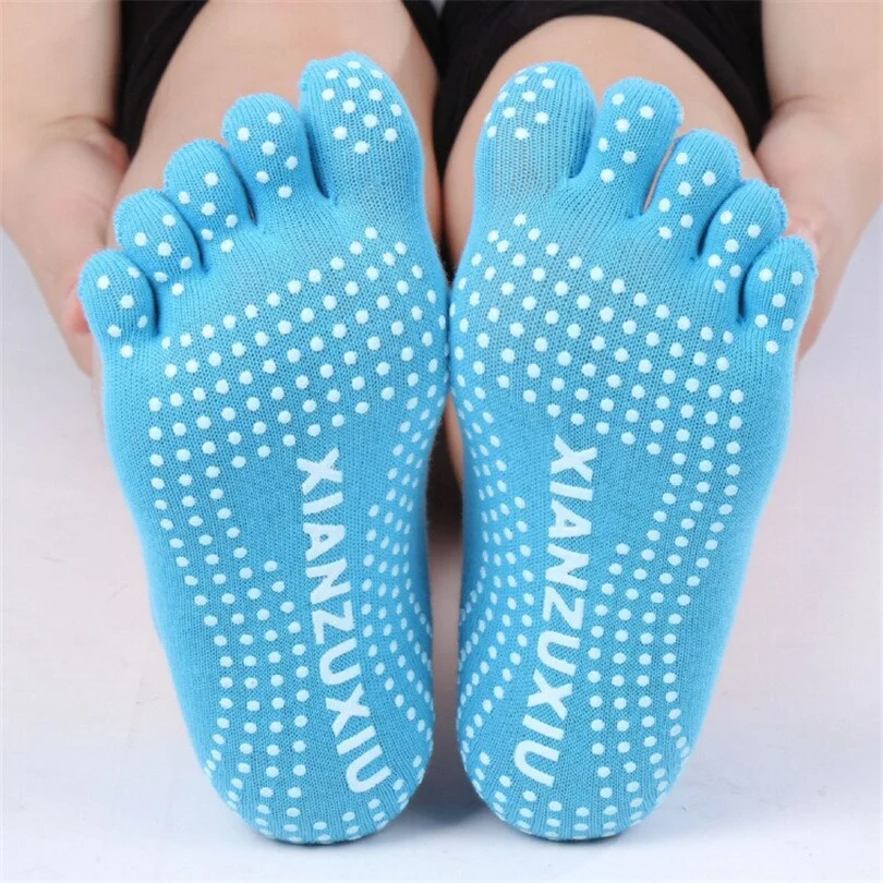 CUHAKCI Cotton Socks Five Fingers Multicolor Socks Yuga Skid Resistance Dots Pattern Printing Femme Dance Women's Toe Socks Girl