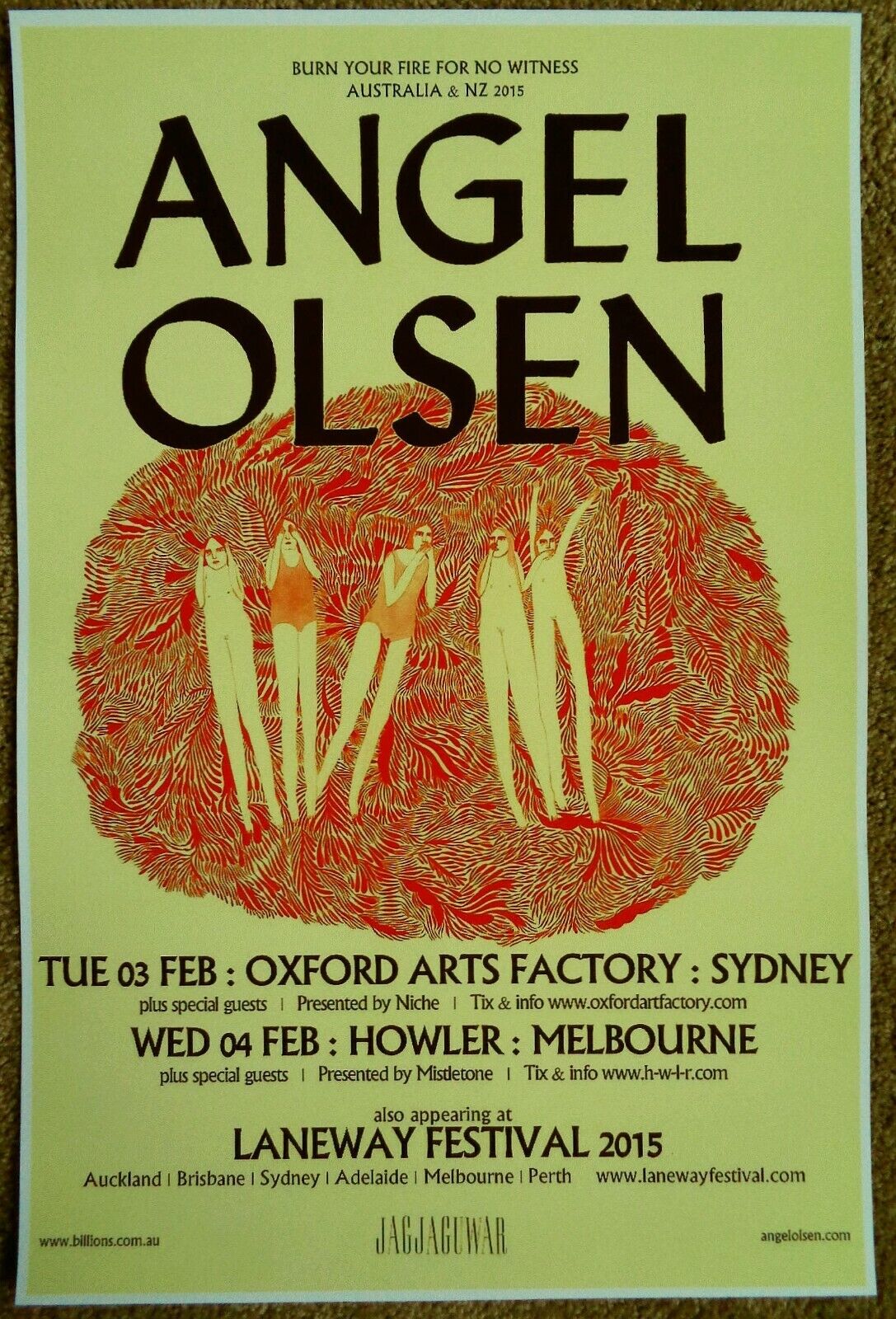 ANGEL OLSEN 2015 Tour POSTER Australia Gig Concert