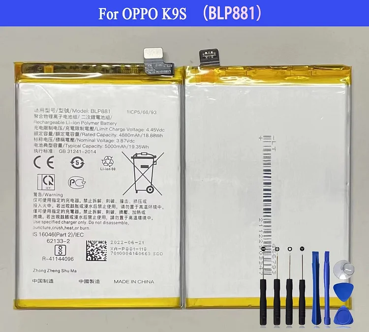 Original Capacity BLP881 Replacement Battery FOR OPPO K9S Mobile Phone Batteries Bateria