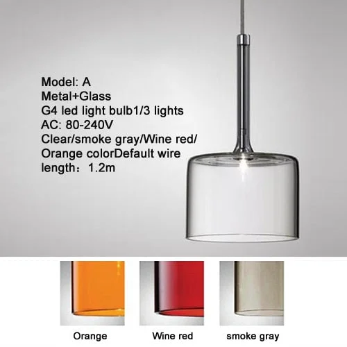 Modern Colorful Single Head/Three Heads Glass Pendant Lights G4 Led Lliving Room Bedroom Restaurant Personality Pendant Lamps