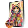 Diamond Painting -DIY Round Drill Cat with a Hat(40x60cm)