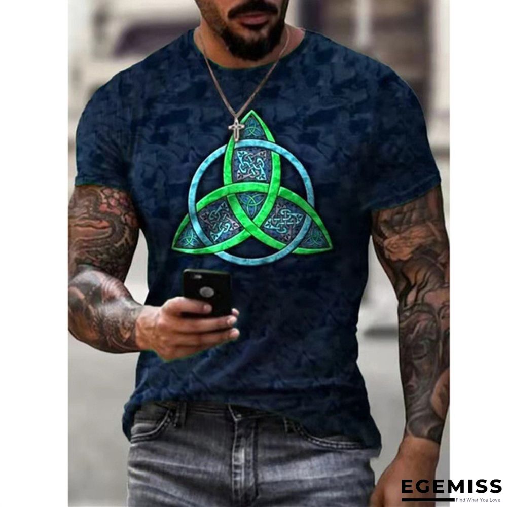 3D Printed Old Large Men's Short Sleeve Ethnic Letter Style T-shirt | EGEMISS