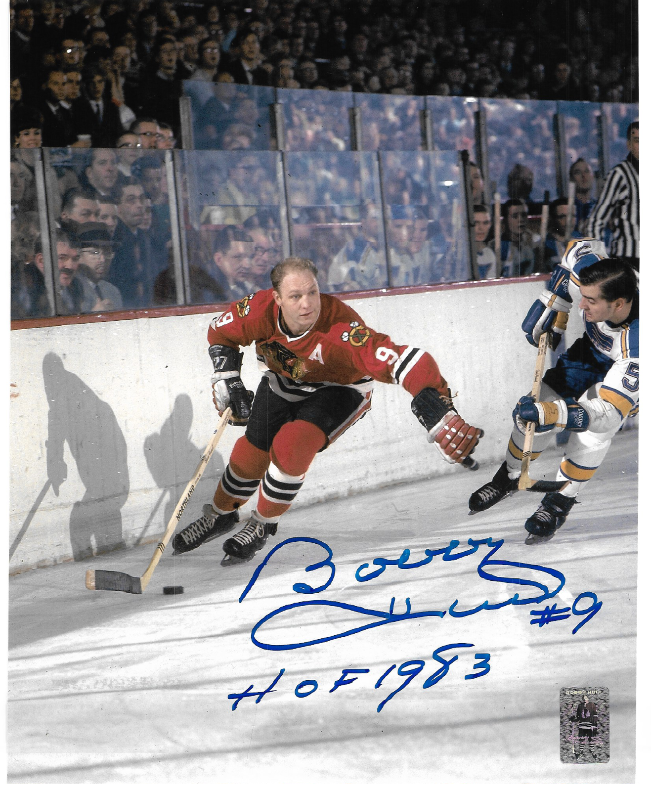 Autographed Chicago Blackhawks Bobby Hull 8x10 Signed Hockey Action Photo Poster painting BHH