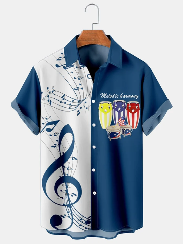 BrosWear Leisure Vacation Music Musical Instrument Printing Men'S Shirt