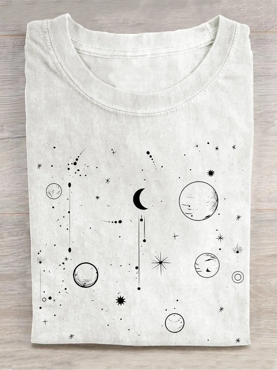 Eagerlys Celestial Astrology Spiritual Aesthetic Moon Mystical Moon Phase Astronomy Casual Print T-shirt Eagerlys