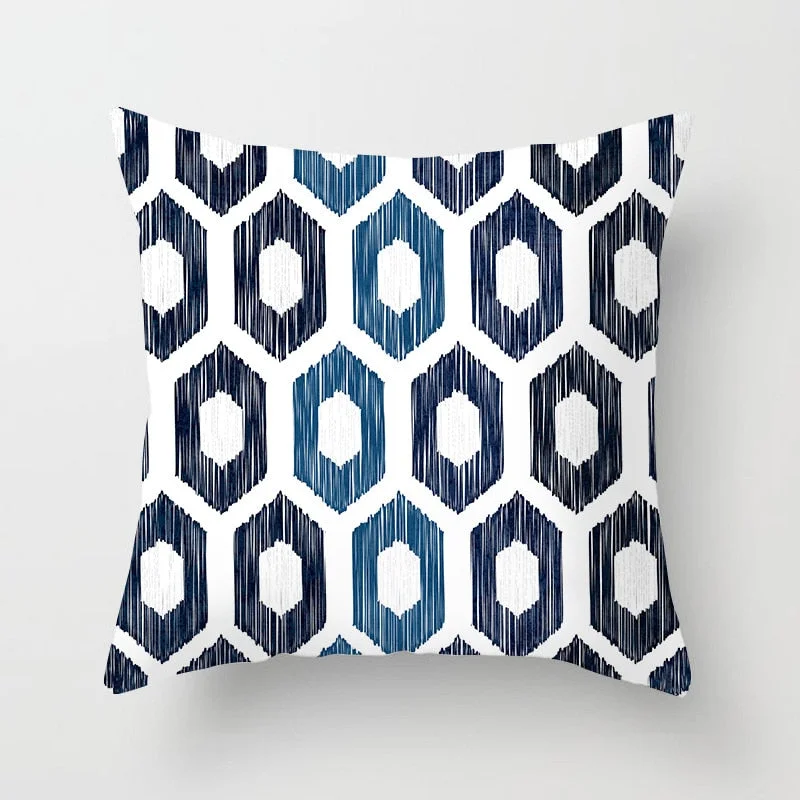 Blue White Porcelain Print Cushions Case Bohemian Style Mandala Geometry Pillows Case Modern Fashion Sofa Chairs Throw Pillows