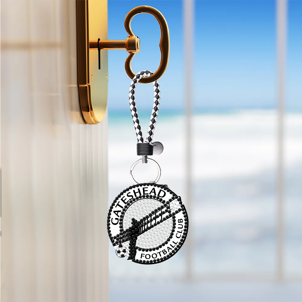 5D DIY Gateshead F.C. Double Sided Full Drill Keyring Diamond Keychains Pendant