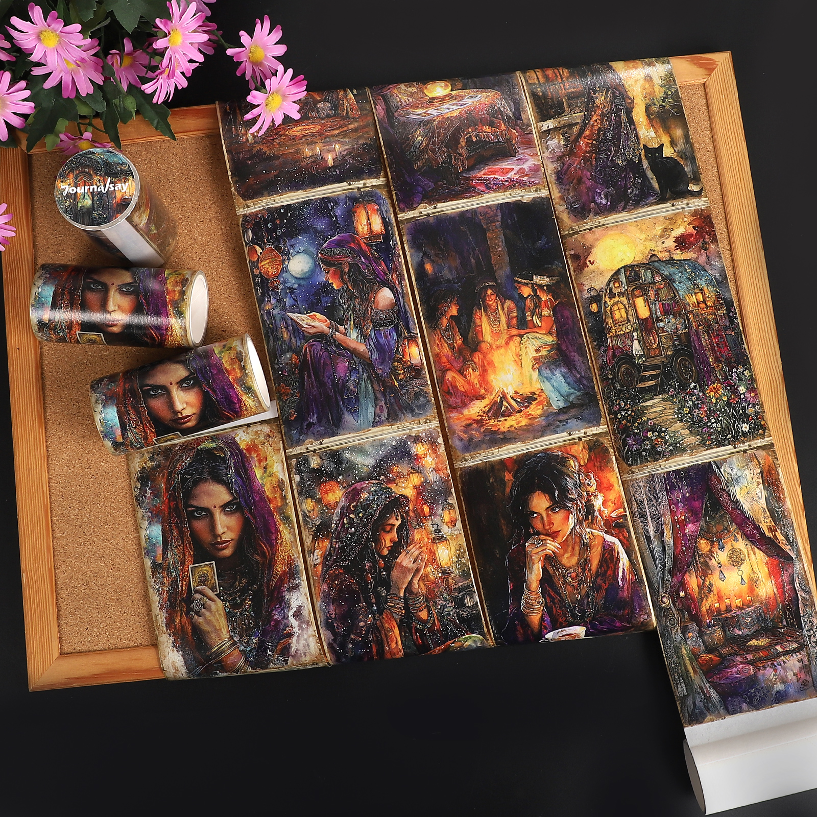 와시 테이프 - 80mm*205cm 저널세이 보헤미안 라이프스타일 빈티지 캐릭터