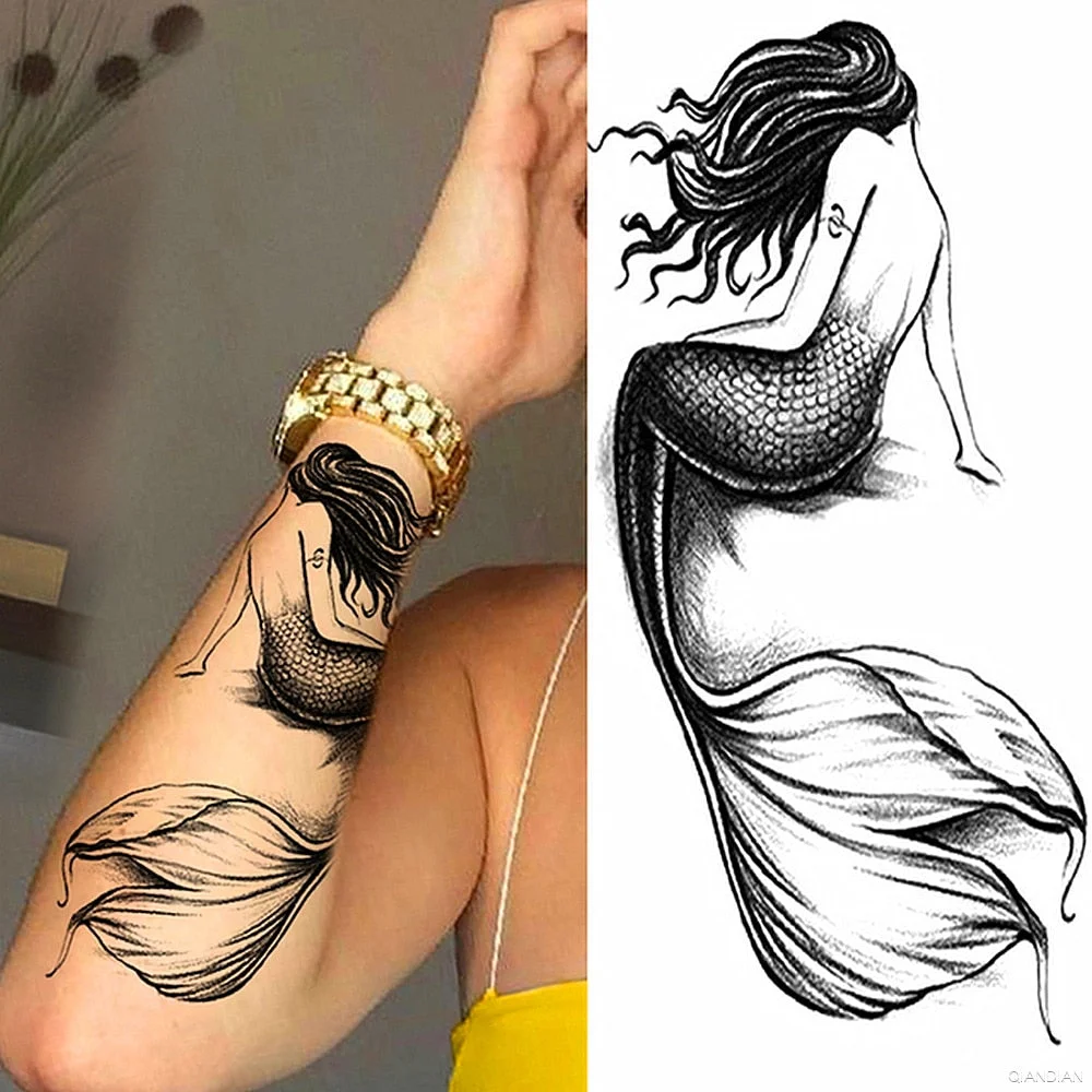 Watercolor Arm Letter Temporary Tattoos Sleeve English Word Lip Print Feather Decorate Realistic Fake Body Women Totem Sticker