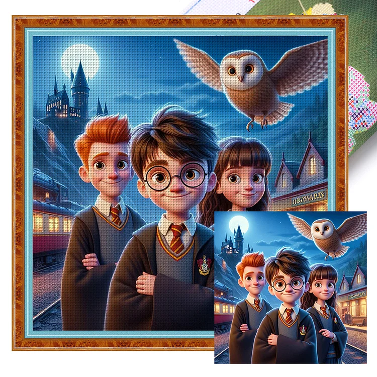 【Huacan Brand】Harry Potter And Friends 18CT Stamped Cross Stitch 30*30CM