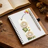 3Pcs DIY Pearl Painting Sunflower Bookmark with Butterfly Pendant Home Office Supplies Gift for Book Lovers