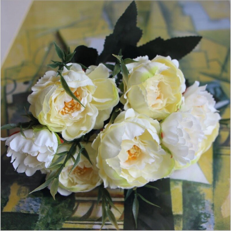 1pcs/lot Artificial Silk Flower bouquet Mini Fall Peony Bride Home Wedding Party Decoration Cheap European Fake Flowers