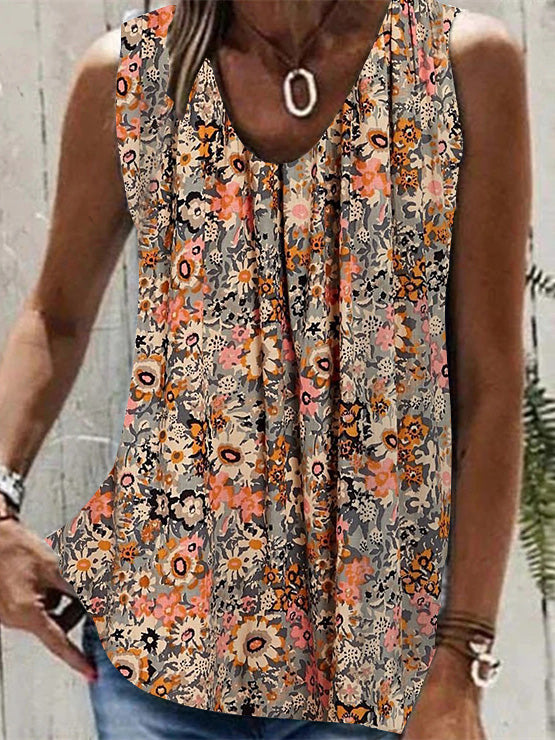 Women Long Sleeve V-neck Graphic Floral Printed Top