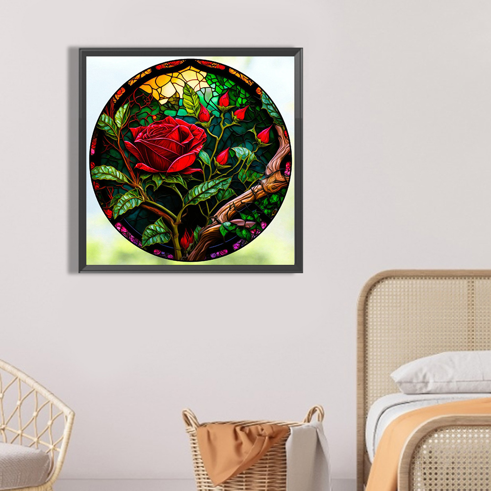 Diamond Painting - Full Round - Stained Glass Rose