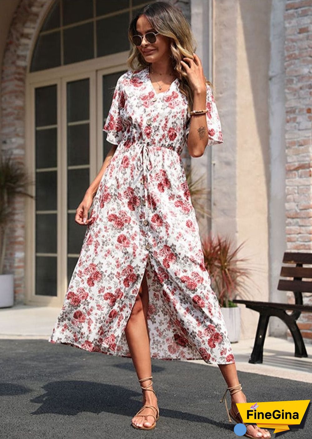 Boho Casual Summer Printed Midi Dress Violet