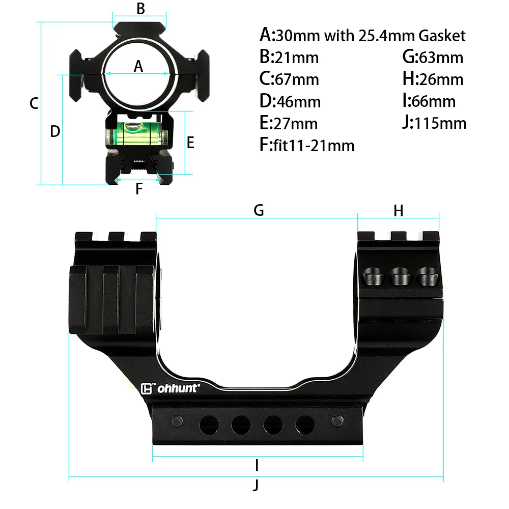 thumbnail image 2 of Ohhunt 11mm Dovetail To 20mm Picatinny Rail Adapter - Rifle Scope Mount Base 2 of 2