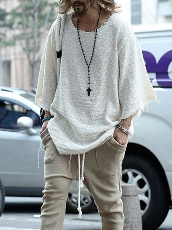 Long Sleeve Pure White Loose Fashion T-shirt