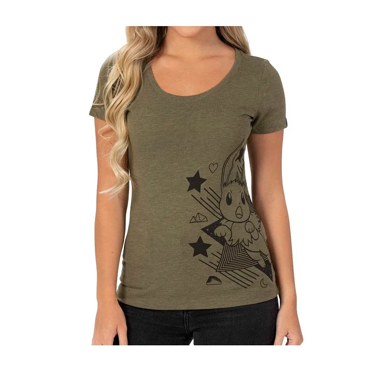 Eevee Can't Wait Sage Fitted Scoop Neck T-Shirt - Women