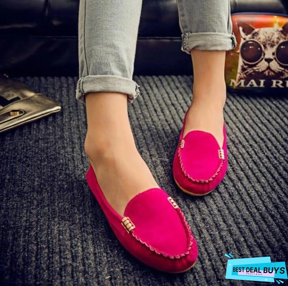 Plus Size Women Flats Shoes Candy Color Slip On Flat Comfortable Loafers Shoes