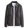 Men's Simple Casual Solid Color Non-Iron Windproof Leather Jacket