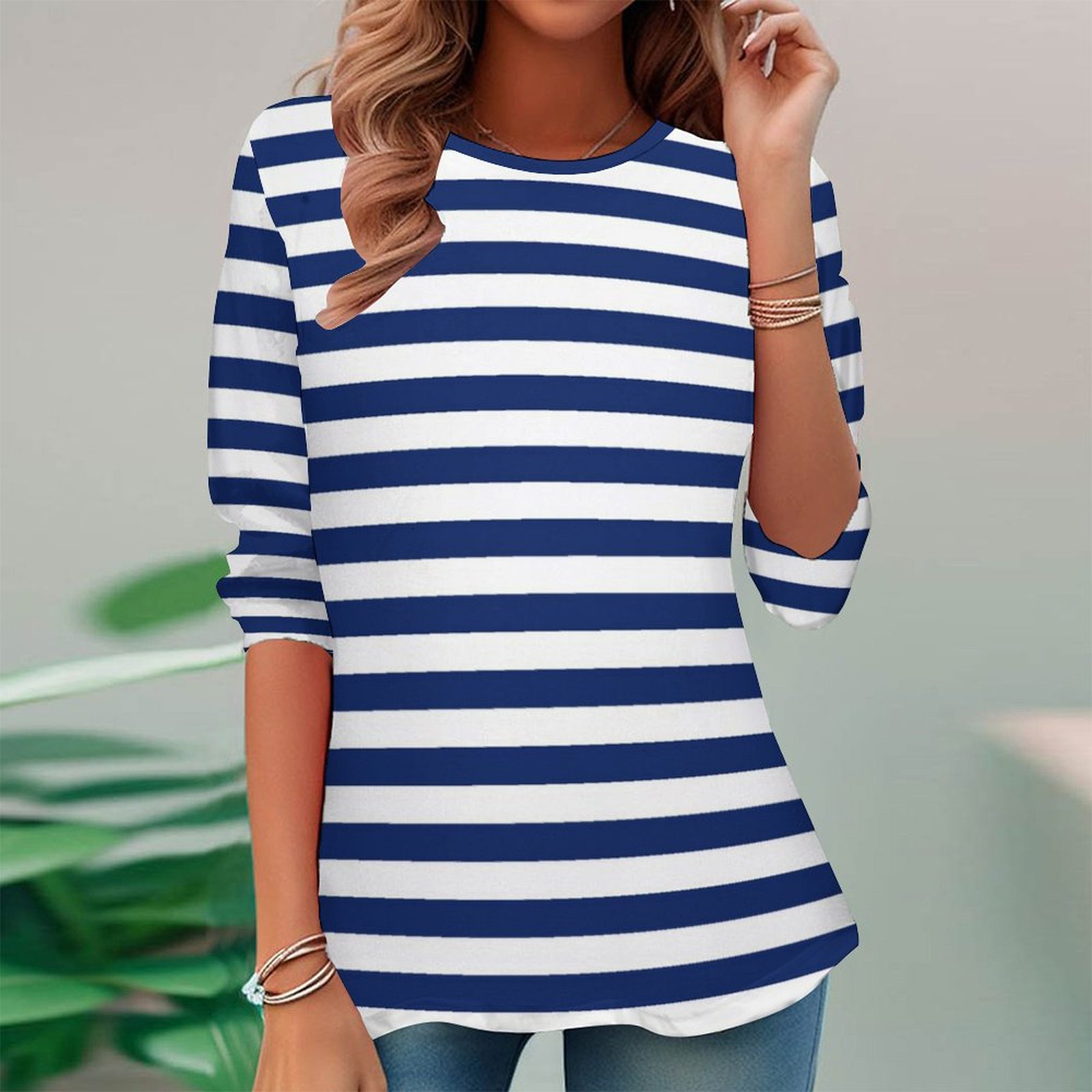 Women Long Sleeve V-neck Graphic Floral Printed Top