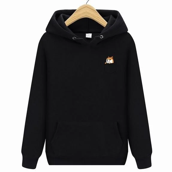 brand pocket cat letter print hoodie autumn and winter new hoodie men's fleece hooded jacket