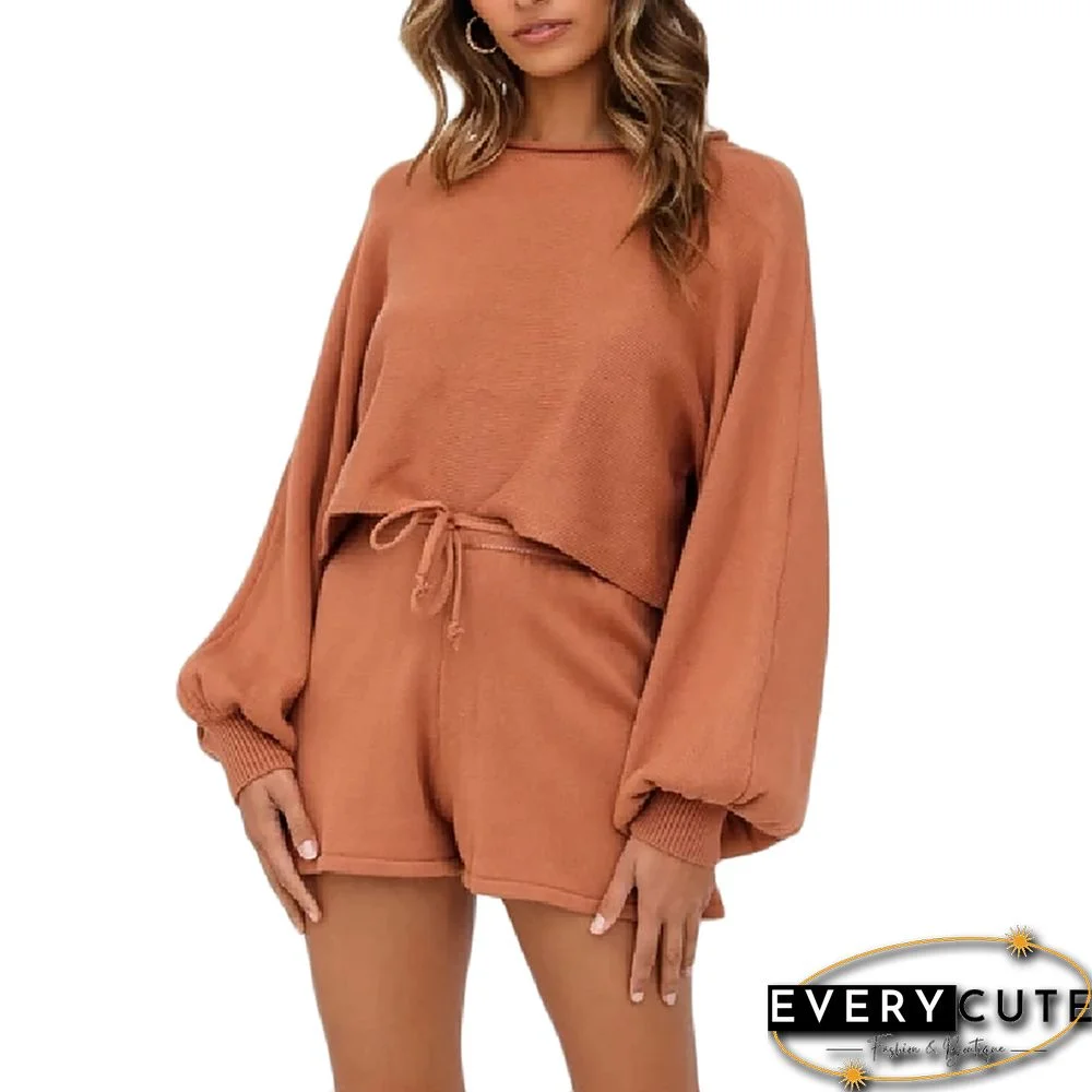 Orange Lantern Sleeve Sweater Set