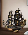 Seahorse Sailboat 3D Wooden Puzzle Model, Retro Pirate Ship Handmade DIY Creative Desktop Ornament