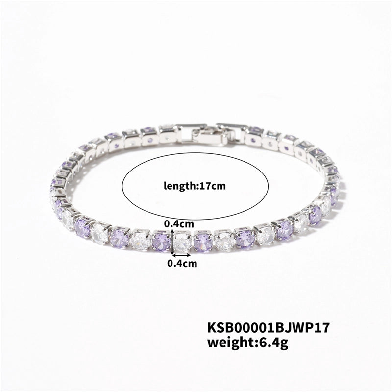 Hip-Hop Solid Color Copper Inlay Zircon K Gold Plated Rhodium Plated Unisex Tennis Bracelet