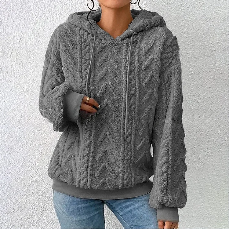 Solid Hooded Long Sleeved Sweater Jacket. socialshop