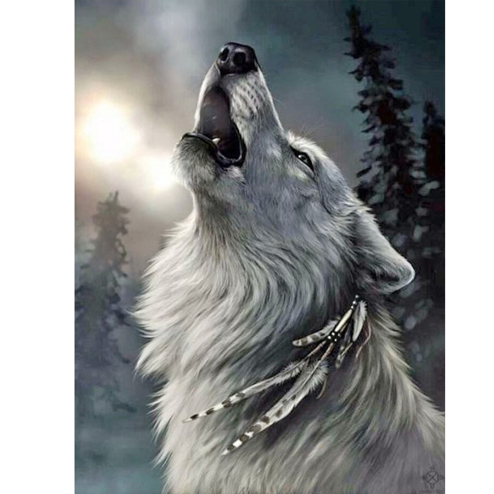 

(Multi-Size) Moon Wolf - Round/Square Drill Diamond Painting - 30*40CM, Square diamond, 501 Original